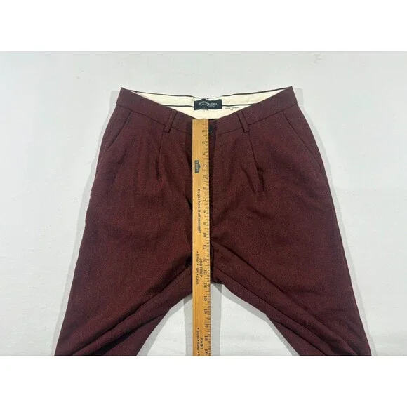 Scotch & Soda Pants Mens Maroon Wool Blend Dress Trousers Loose Taper Fit Sz 30 - Picture 4 of 11